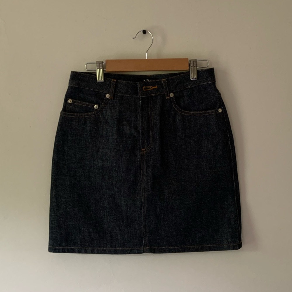 APC raw denim jean skirt 34